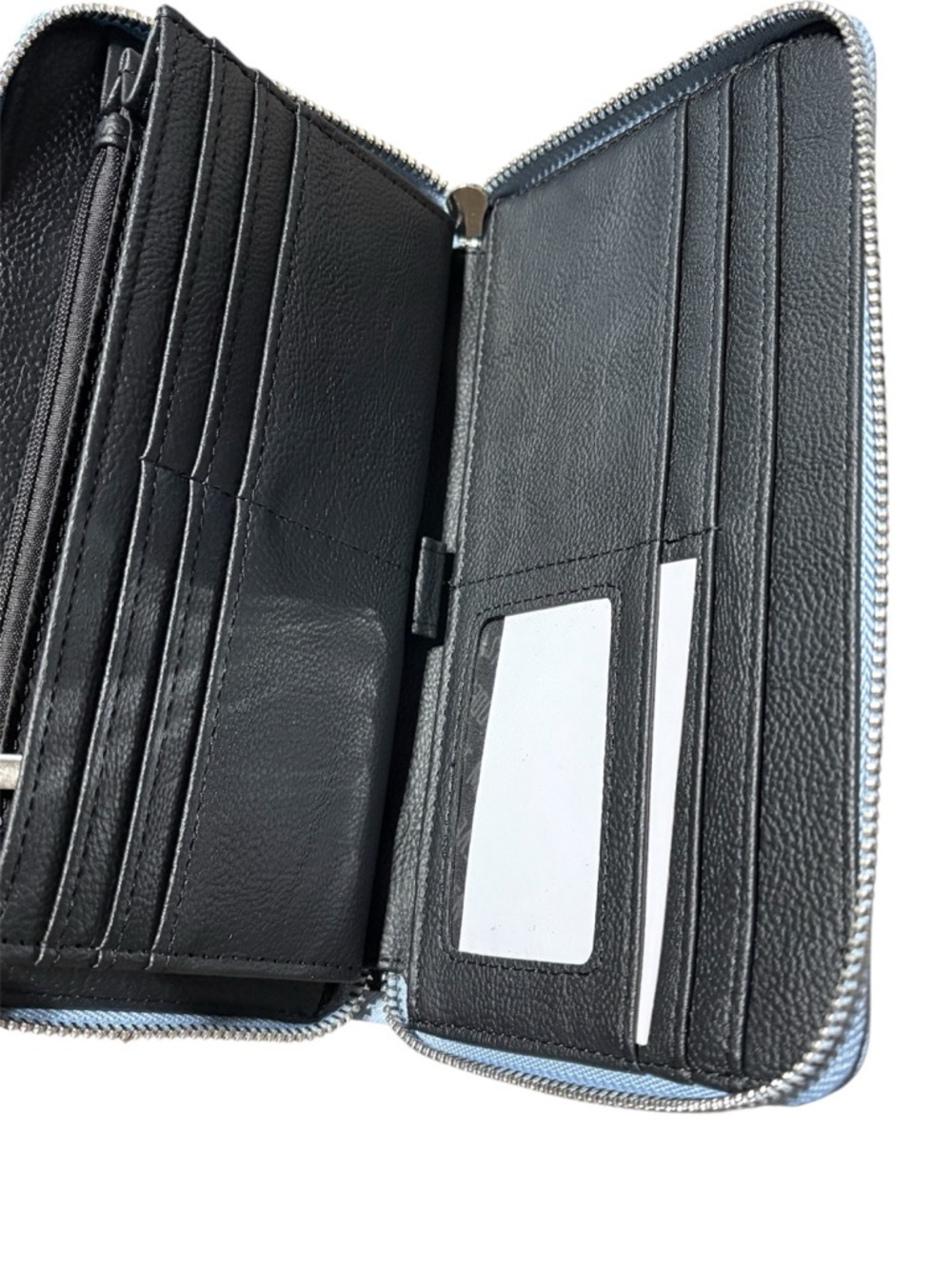Steve Madden Light Blue Zip Clutch with Silver Bar - Picture 7 of 10